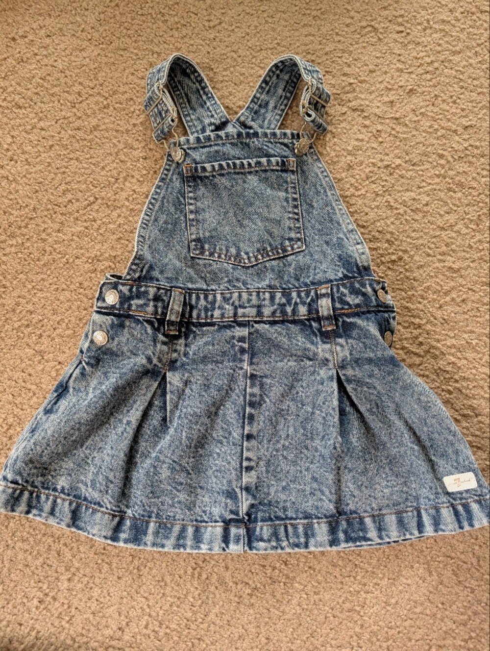 Little Girls 7 For All Mankind Blue Acid-Wash Denim Overall Dress